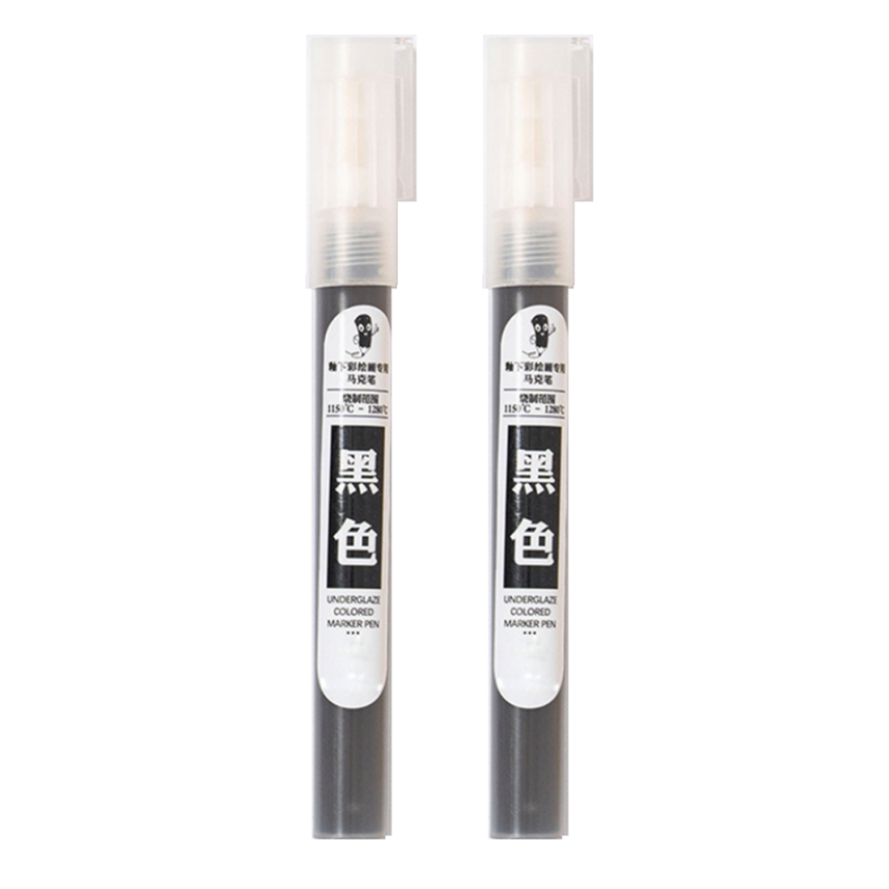 2Pc Underglaze Pen Underglaze for Ceramics Ceramic Writing Pen(Black)