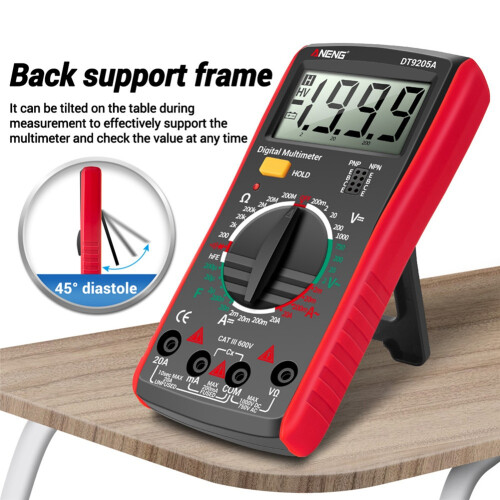 DT9205A Mult?metro digital AC/DC Testador de transistor vermelho 2