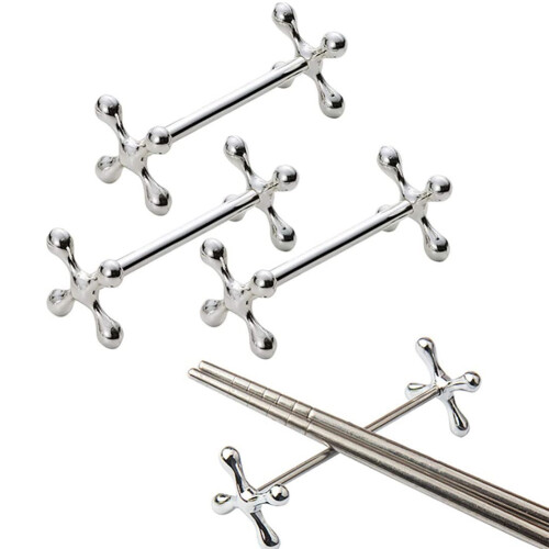 τμχ chopsticks από κράμα ψευδαργύρου Stand Μεταλλική χειροτεχνική διακόσμηση (ασημί) 2