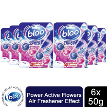Bloo Power Active Toilet Rim Block Fresh Flowers with Anti-Limescale, 6x50g