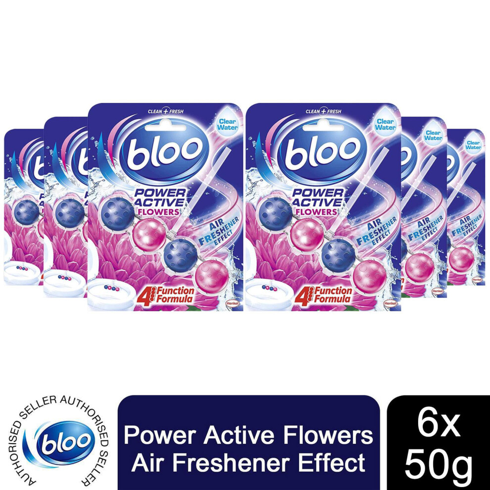 Bloo Power Active Toilet Rim Block Fresh Flowers With Anti-Limescale, 6X50g