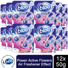 Bloo Power Active Toilet Rim Block Fresh Flowers with Anti-Limescale, 12x50g