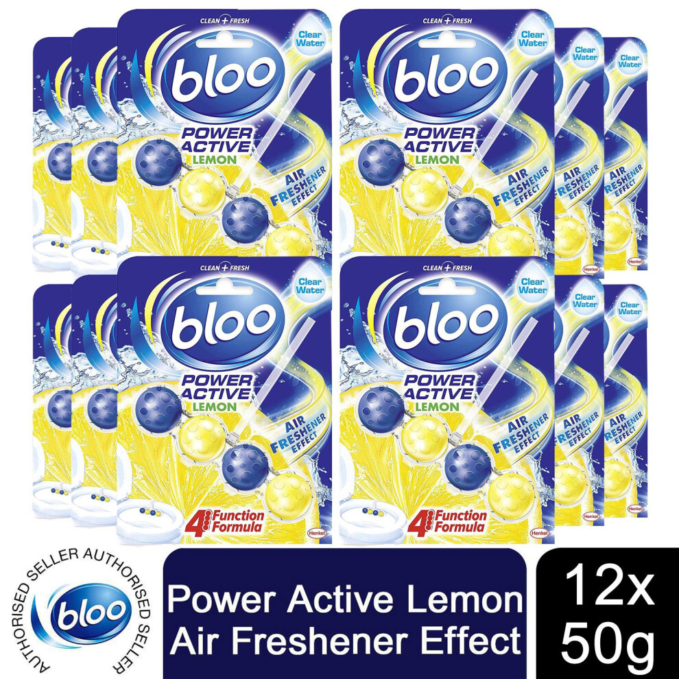 Bloo Power Active Premium Scent Of Lemon Toilet Rim Block, 12 Pack Of 50G