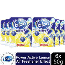 Bloo Power Active Premium Scent Of Lemon Toilet Rim Block, 6 Pack of 50g