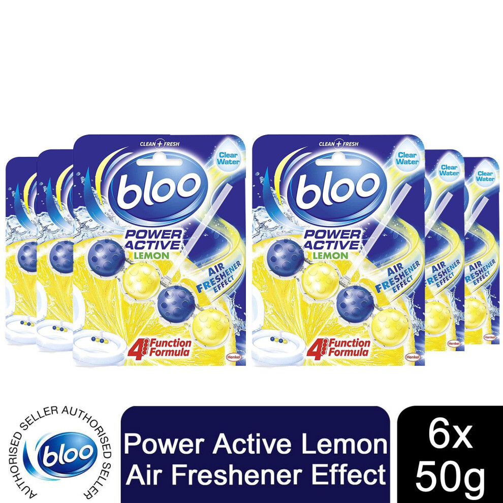 Bloo Power Active Premium Scent Of Lemon Toilet Rim Block, 6 Pack Of 50G
