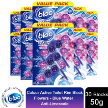 Bloo Colour Active Toilet Rim Block Fresh Flowers Anti-Limescale 3 x 50g 10 Pack