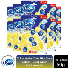 Bloo Power Active Toilet Rim Block Lemon Anti-Limescale 3 x 50g 10 packs