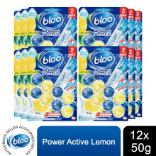Bloo Toilet Rim Blocks Colour Active+ Lemon for Anti-Limescale Effect 2x50g 12pk