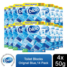 Bloo Toilet Blocks Original Blue Clean+Fresh with Fresh Fragrance 4x50g 14pack