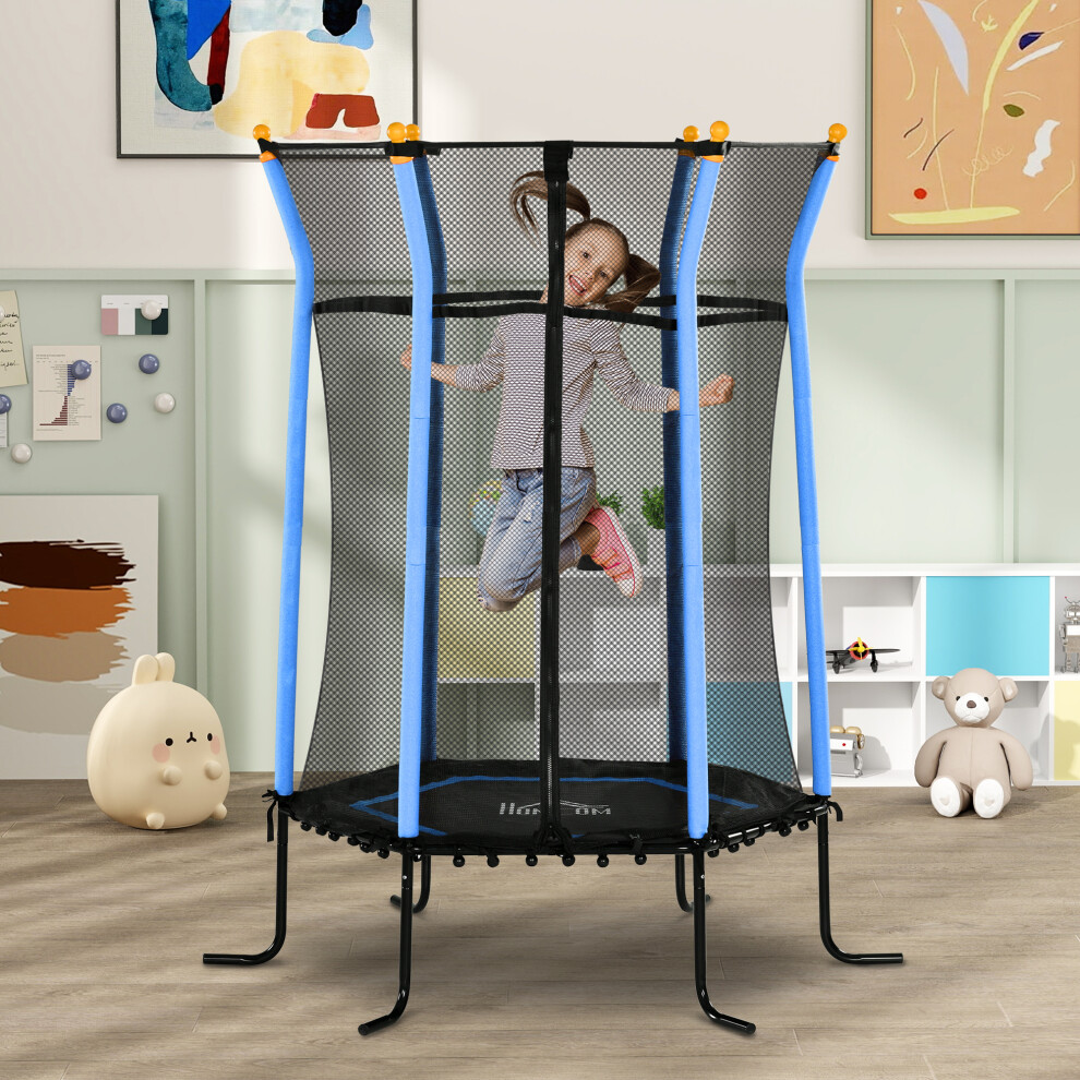 Homcom 5.4Ft Kids Trampoline With Enclosure Indoor Outdoor Blue