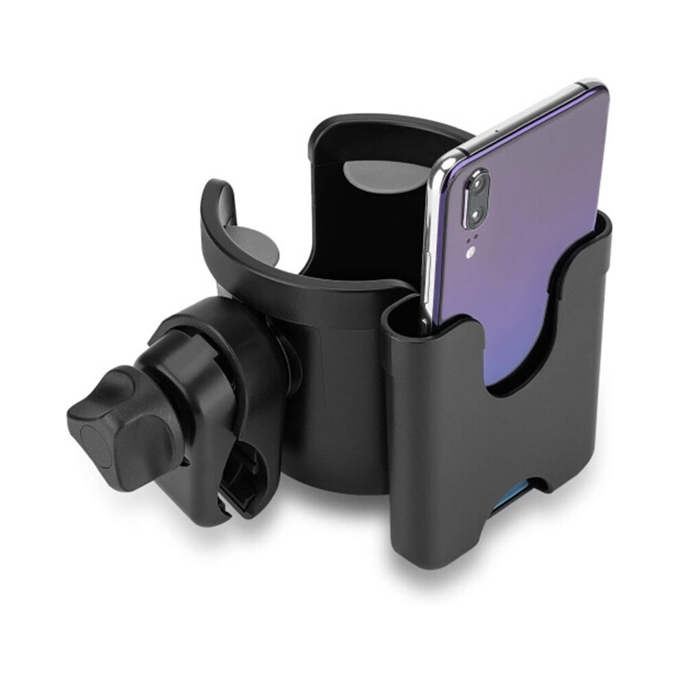 Pram Cup Holder Universal Drink Coffee Cup Holder with Phone Holder Organizer for Stroller, Pushchair, Buggy, Bike, Wheelchair