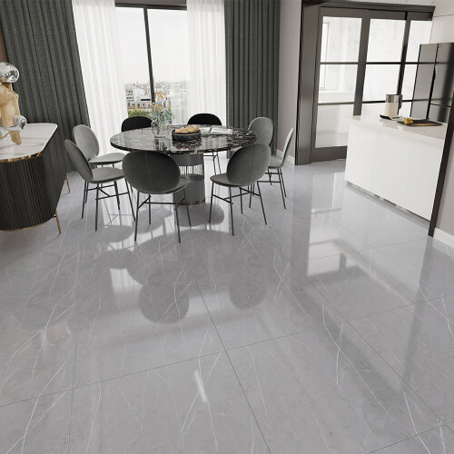 Living And Home 12Pcs Grey Marble Texture Floor Tiles Self Adhesive Vinyl Flooring