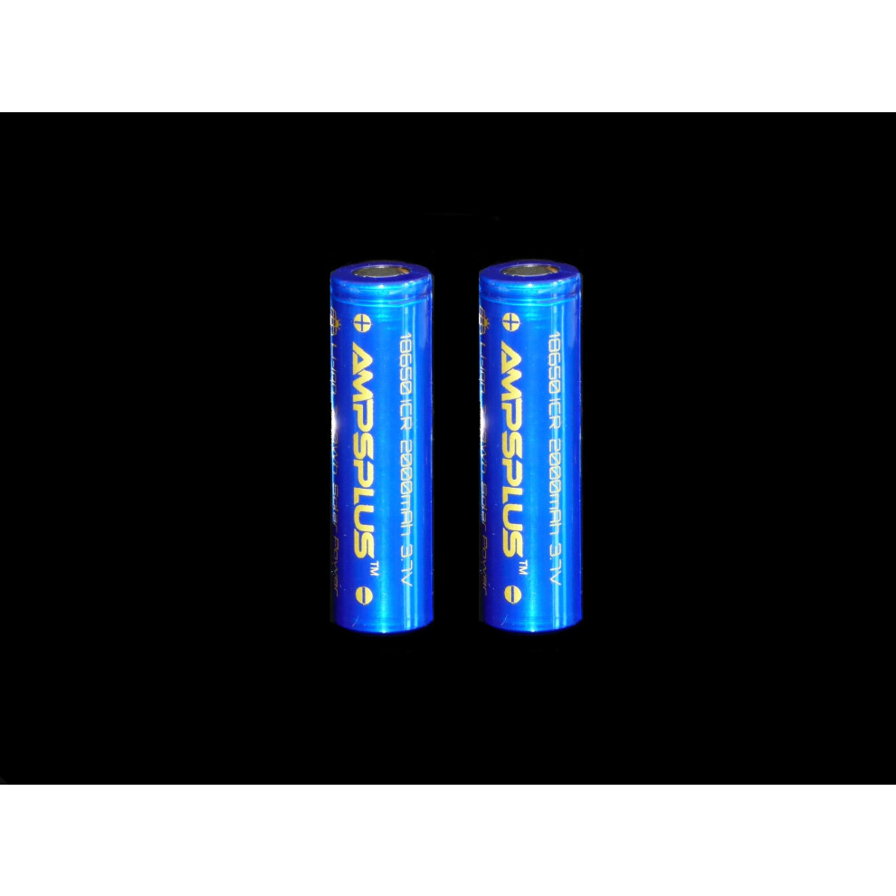 (2x 18650 2200mAh Battery , Flat Top) Solar Light 18650 3.7V Rechargeable Battery Flat / Button