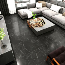 12Pcs Black Marble Texture Floor Tiles Self Adhesive Vinyl Flooring