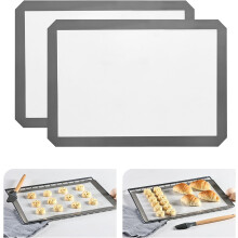 2 Pack Silicone Baking Mat, 42 X 29CM Reusable Silicone Baking Mat For Oven, Nonstick Bakeware Mats For Cookies, Macarons, Bread And Pastry Grey