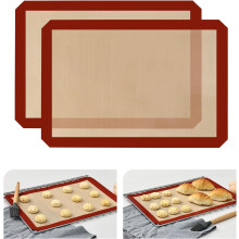 2 Pack Silicone Baking Mat, 42 X 29CM Reusable Silicone Baking Mat For Oven, Nonstick Bakeware Mats For Cookies, Macarons, Bread And Pastry Red