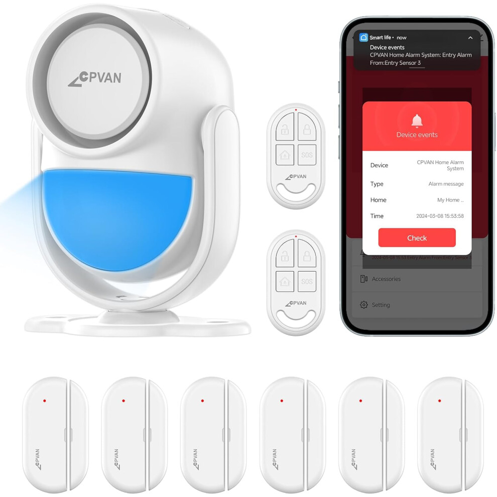 (Home Alarm System) Home Alarm System, WiFi PIR Motion Sensor Alarm, Wireless DIY Smart Door/Window Alarm