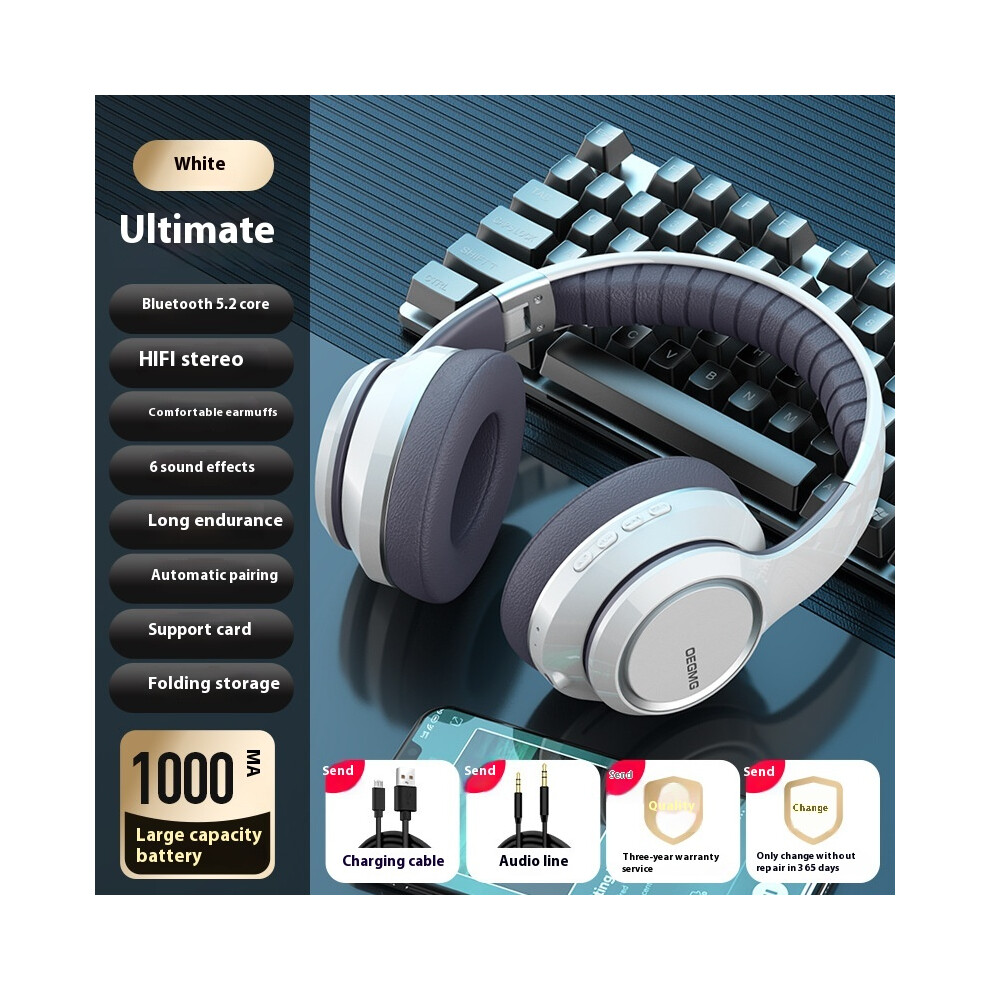 (White) 2025 Headset Wireless Bluetooth Network Hot E-Sports Games Clear Sound Quality Cool Trends Can Be Plugged In For A Long Time White 6921541489809