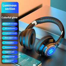 (Black) 2025 new luminous head-mounted wireless Bluetooth headset heavy bass listening to music e-sports games