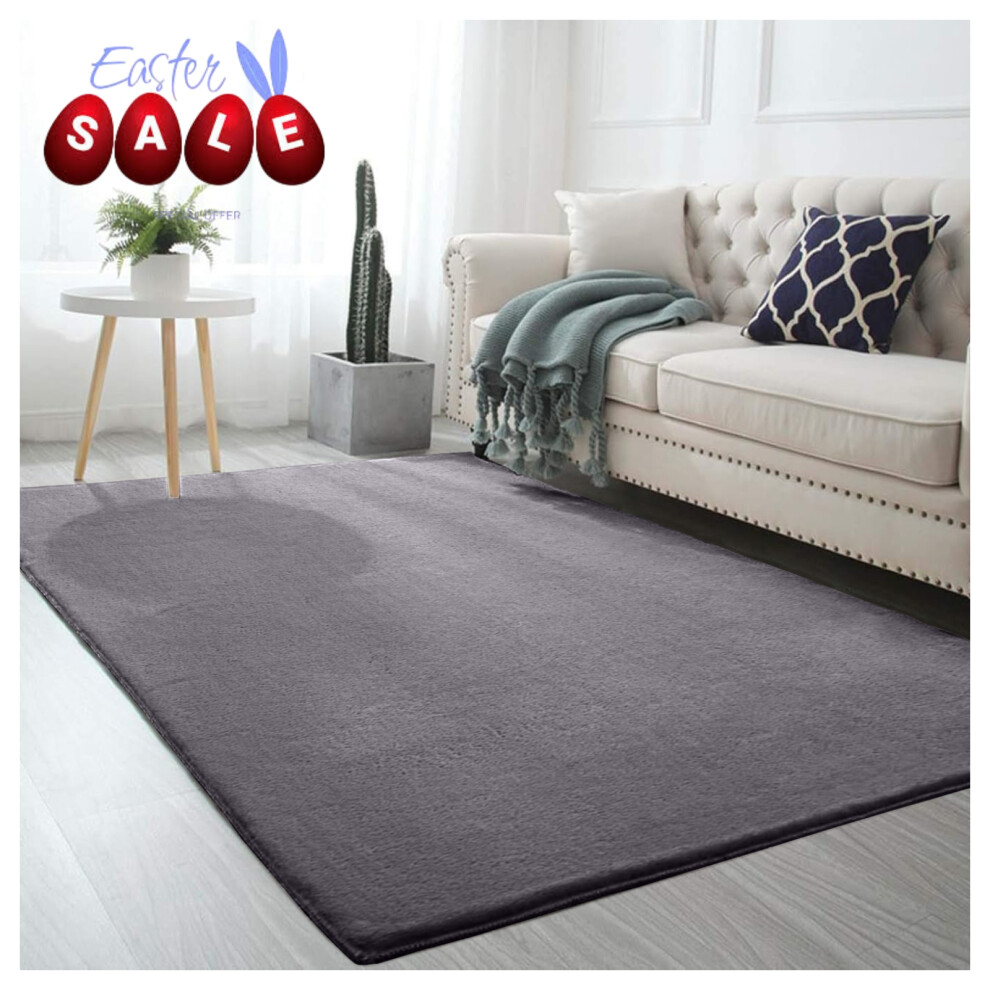 (200 x 290 cm (6ft 6in x 9ft 5in)- Extra Large Rugs Bedroom Living Room Indoor Outdoor Rug, Grey) Modern Living Room Rugs Fluffy Shaggy Bedroom Carpet Runner Indoor Outdoor Rug Floor Mats