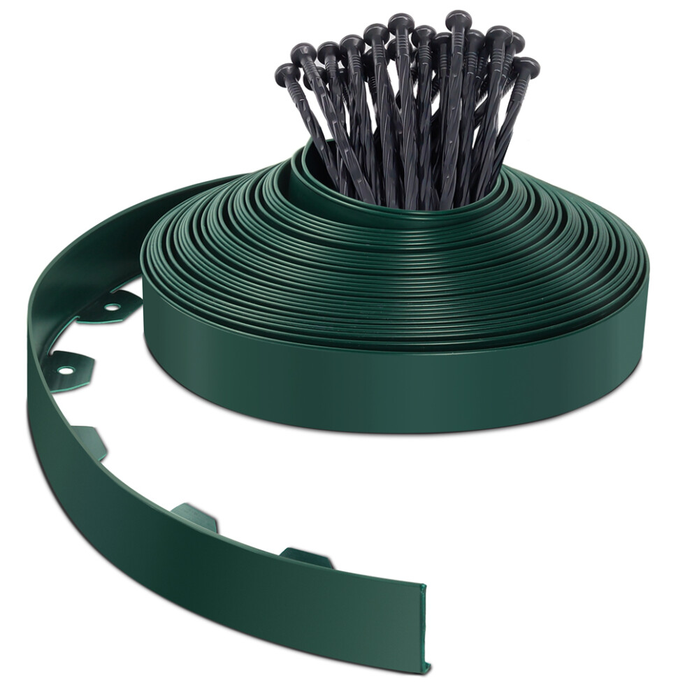 (Green, 20M With 40 Pegs) Vounot Flexible Lawn Garden Edging Border, 6973424415481