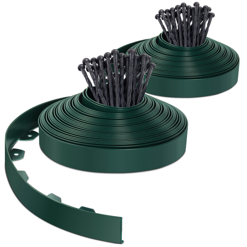 (Green, 40M With 80 Pegs) Vounot Flexible Lawn Garden Edging Border, 6973424415528