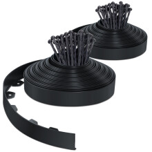 (Black, 40m with 80 pegs) VOUNOT Flexible Lawn Garden Edging Border,