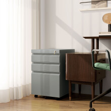 Vinsetto 3-Drawer Lockable Metal Filing Cabinet, Grey - Under-Desk, Printer Stand, Adjustable Rails, 50kg, 924-024V00GY