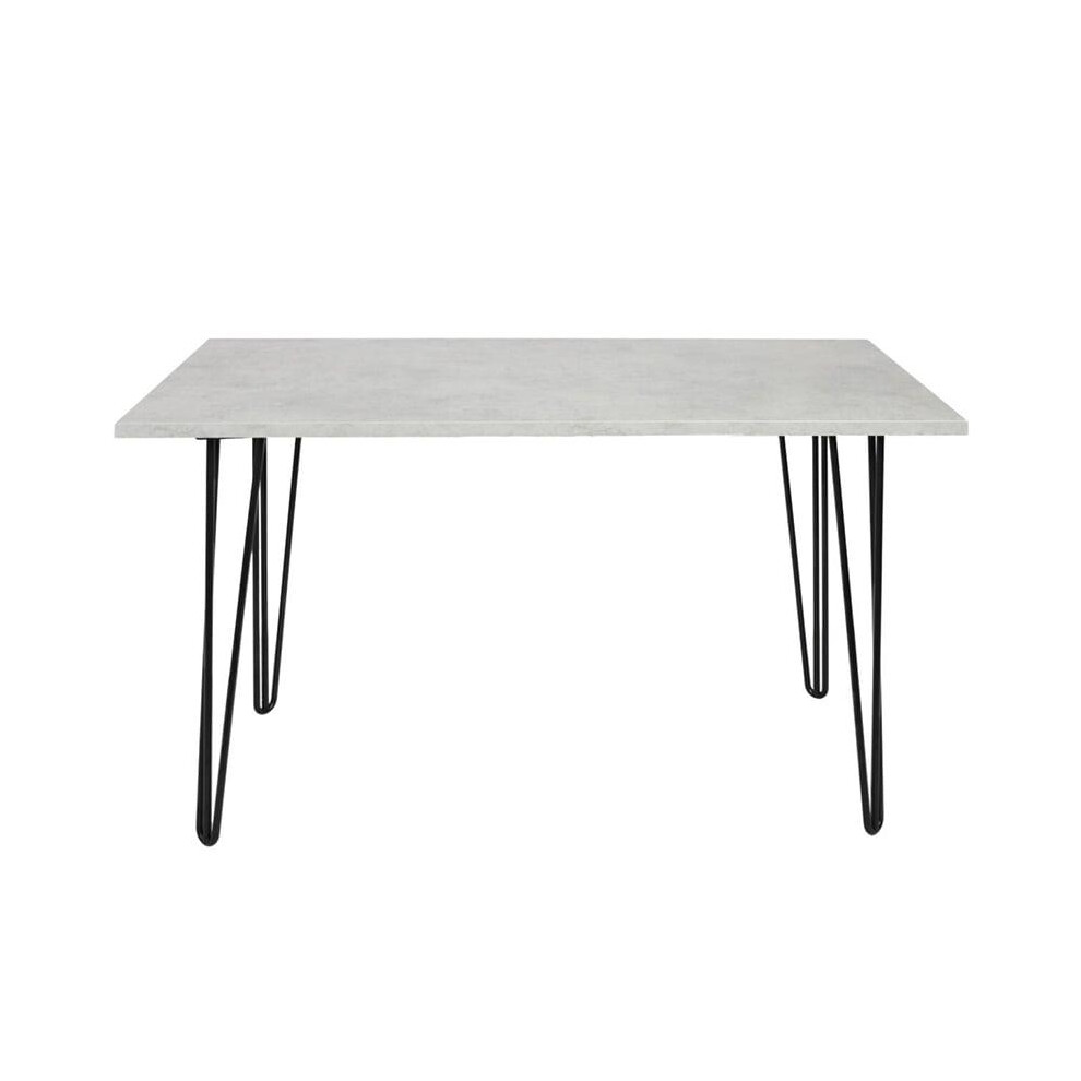 Grey Dining Table with Hairpin Legs & 4 Grey Velvet Chairs Set for Kitchen & Dining Room