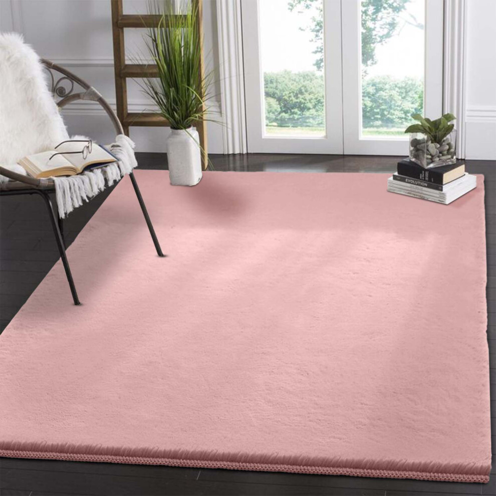 (160 x 230 cm (5ft 3in x 7ft 6in)- Large Rugs For Bedroom Living Room Floor Area Indoor Outdoor Carpe, Pink) Modern Living Room Rugs Fluffy Shaggy Bedroom Carpet Runner Indoor Outdoor Rug Floor Mats