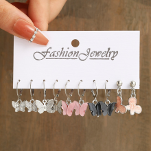 (AEButterfly4) 20 Pcs Colorful Butterfly Ladies Earrings Set New Creative Simple Acrylic Drop Earrings
