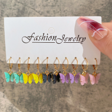 (AEButterfly5) 20 Pcs Colorful Butterfly Ladies Earrings Set New Creative Simple Acrylic Drop Earrings