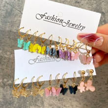 (AEButterfly1) 20 Pcs Colorful Butterfly Ladies Earrings Set New Creative Simple Acrylic Drop Earrings