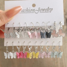(AEButterfly2) 20 Pcs Colorful Butterfly Ladies Earrings Set New Creative Simple Acrylic Drop Earrings