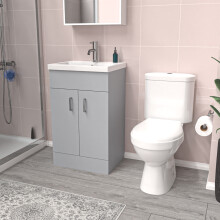 Nes Home Matte Grey 500 mm Flat Pack Basin Vanity Unit & Toilet