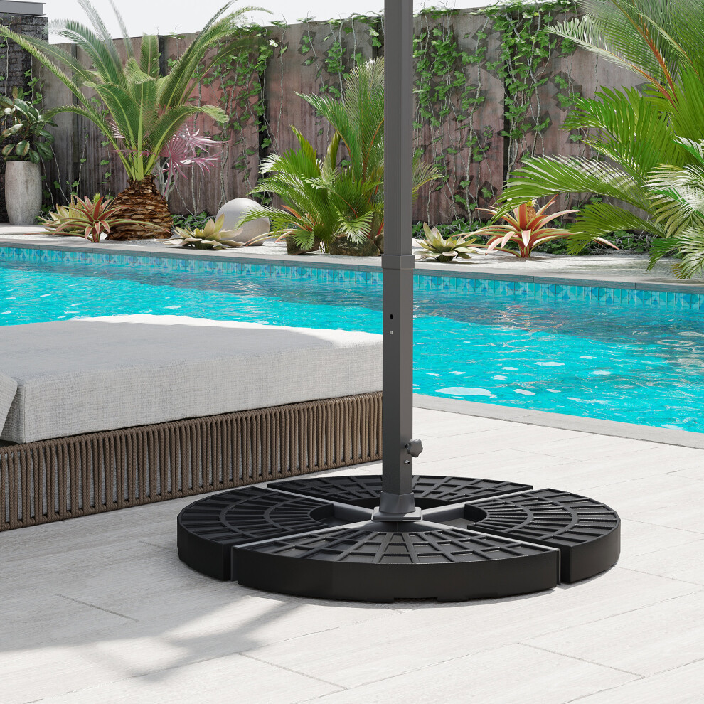 Outsunny 4Pc Umbrella Base Sun Parasol Stand Holder Weight Sand Water Filled