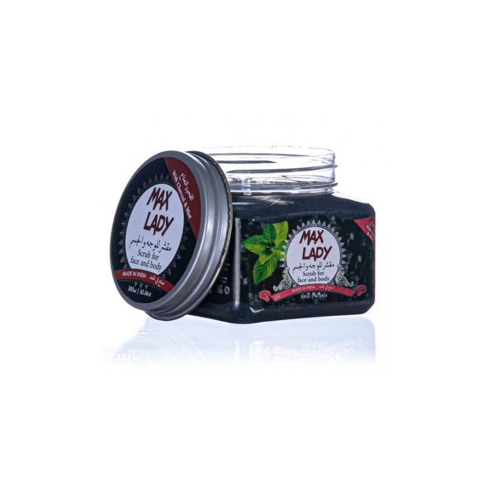 Max Lady Charcoal & Mint Scrub for Face and Body 300mL | Exfoliating Scrub, Deep Cleanse, Pore Detox, Skin Refreshing, Smooth & Radiant Skin