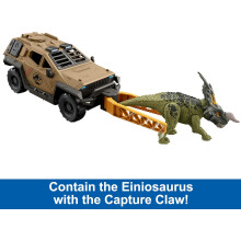 Mattel Jurassic World Truck & Einiosaurus Dinosaur Actionfiguren-Set mit Flip & Roll-Funktion