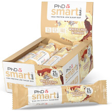 PhD Nutrition Smart Protein Bar Low Calorie Nutritional Protein Bars/Protein Snacks White Chocolate Blondie Flavour 21g of Protein 64g Bar 12 Pack