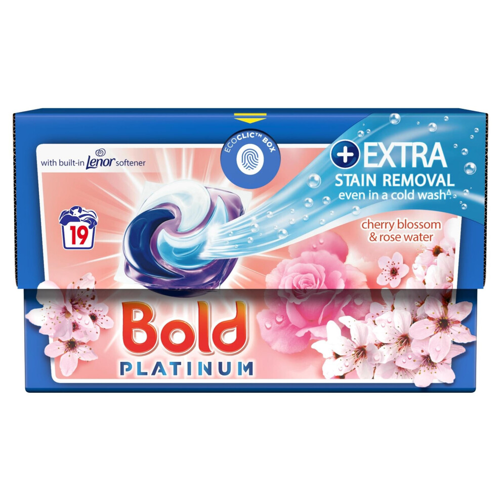 Bold Platinum Extra Stain Removal Cherry Blossom & Rose Water -19 Pods