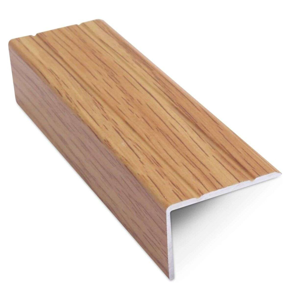 (0.9m, Oak) Aluminium 30mm x 20mm Stair Nosing Retro Fit Self Adhesive - NAS - Grooved
