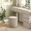Homcom HOMCOM Modern Fabric Storage Ottoman with Removable Lid, Set of 2, Cream White 7