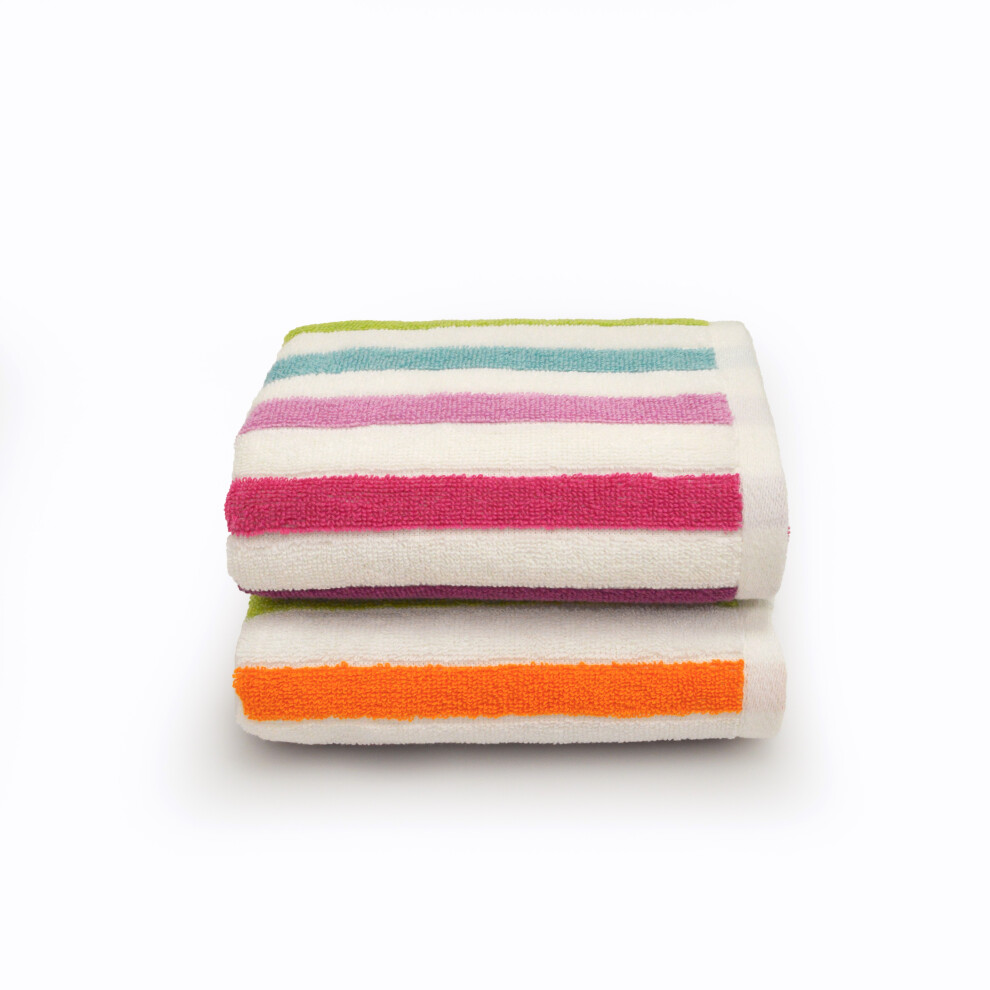Allure Cali Multi Striped Hand Towels Pack of 2 50 x 85cm, 100% Cotton – Super Soft, Absorbent, Quick Dry Multicoloured Stripe Bathroom Towel Set - Image 6