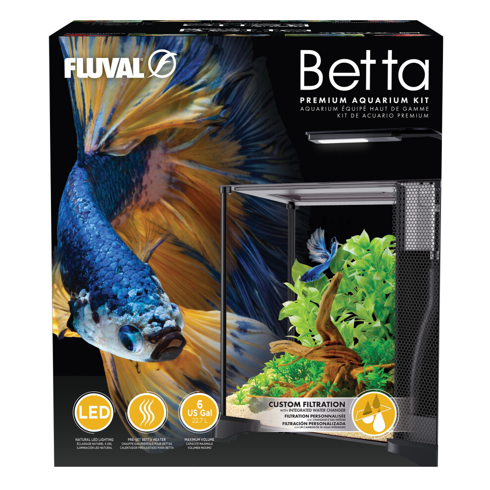 Fluval Led Lighting 22.7L Glass Aquarium Fish Tank Kit 25W Heater
