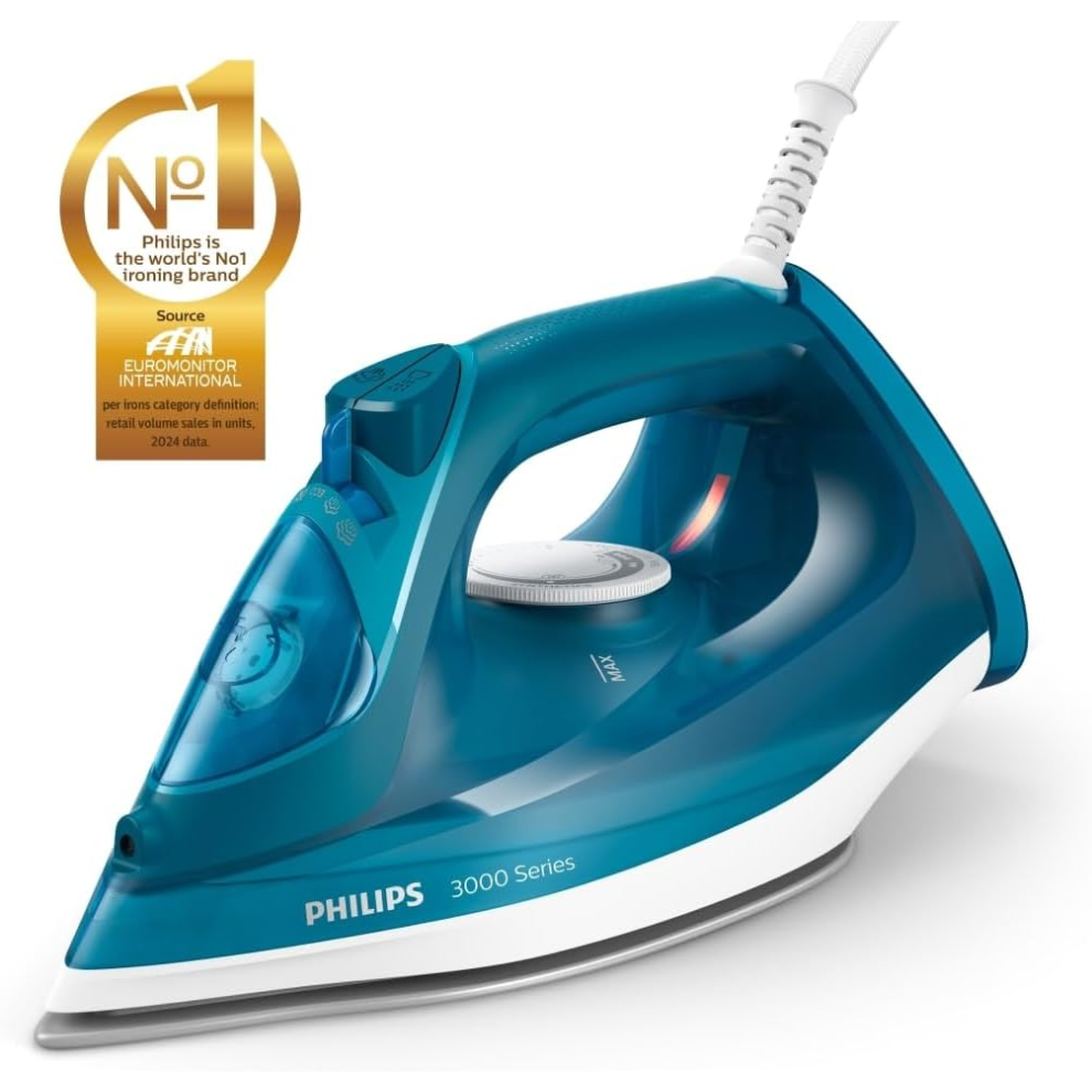 Philips Perfect Care 3000 Series Steam Iron, 2600 W Power, 40 g/min Continuous Steam, 200 g Steam Boost, 300 ml Water T
