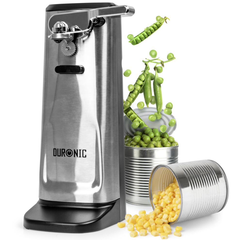 Duronic Electric Can Opener CO60 3-in-1 with Bottle Opener Knife Sharpener 1-Press Operation Compact Sleek Design for Arthritis or Limited Mobility