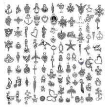 (As show, One size) 100 PCS Mixed No Repeated Silver Smooth Metal Charms Pendants DIY for Necklace Bracelet Dangle Jewelry Making and Crafting Animal Charms