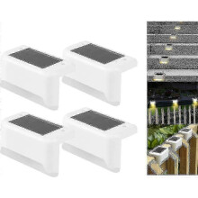 (As show, One size) 4 Pack Solar Deck Lights Led Solar Step Lights Waterproof Fence Lights For Outdoor Steps Fence