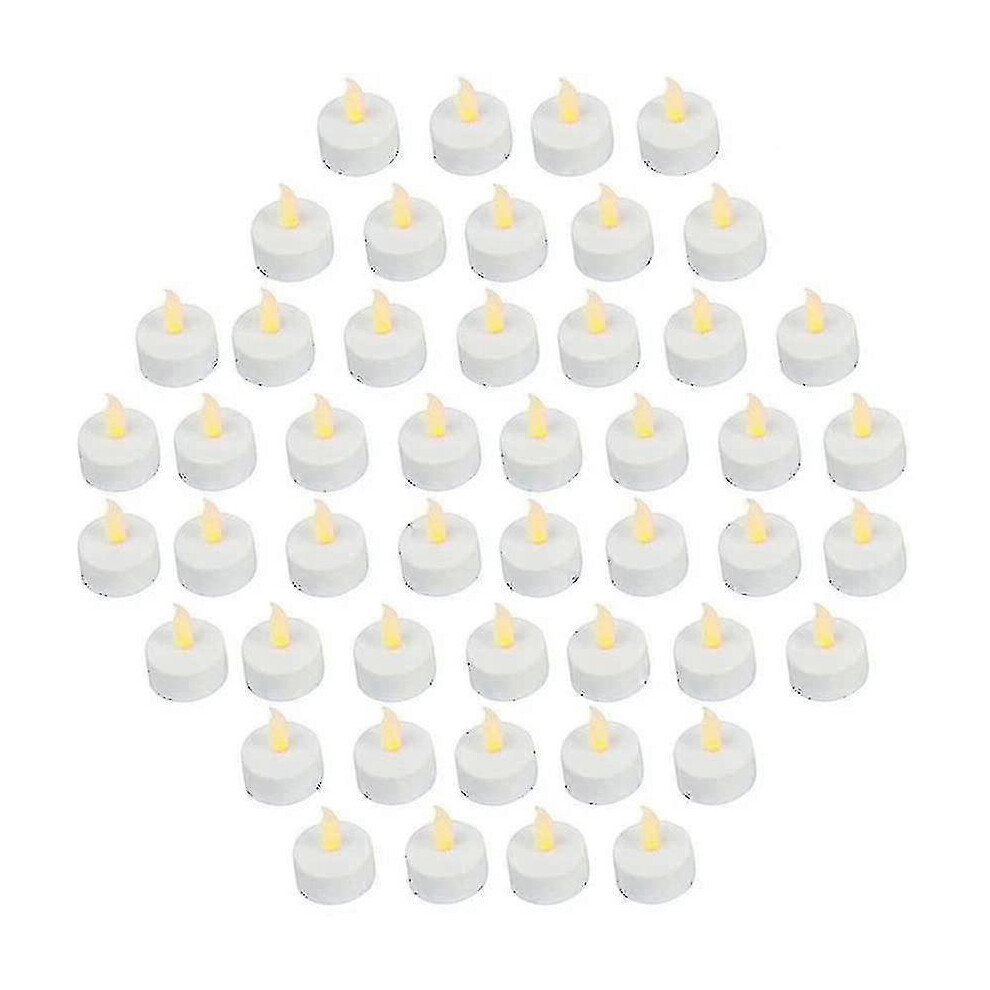 (As Show, One Size) (48-Pack) Realistic Lighted Battery Operated Flickering Tealight Candles Flameless, Batteries Included - Yellow 5062994725661
