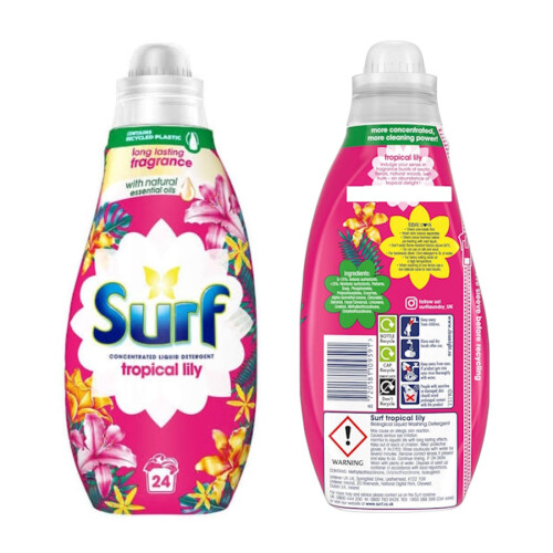 Surf Surf Concentrated Liquid Detergent Tropical Lilly 24 Washes 1